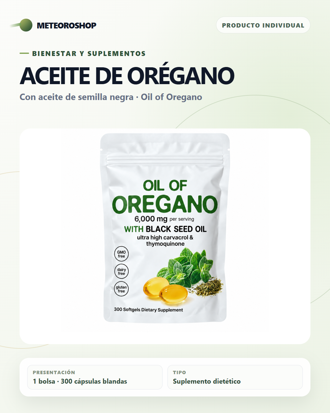 Aceite de Orégano con Aceite de Semilla Negra